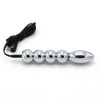 乐乐窝APP充电遥控脉冲后庭肛塞茎环马眼尿道插棒乳夹电极贴片硅胶按摩手套男女用自嗨玩SM情趣成人用品 配件:5珠肛塞