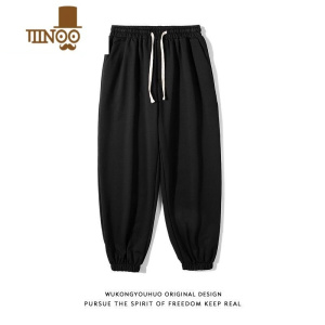 YANXU秋季男士复古灰色束脚卫裤男潮牌街头宽松情侣休闲百搭运动裤