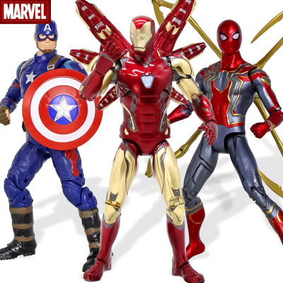 中动正版复仇者联盟4终局之战钢铁侠马克MK85可动人偶手办玩具模型钢铁侠MK85+钢铁蜘蛛侠+美国队长