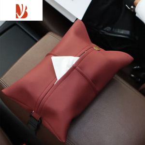 三维工匠车载纸巾盒挂式车内装饰品汽车扶手箱抽纸盒车用纸抽挂盒高级创意 酒红