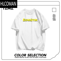 HLCOMAN字母印花短袖t恤男夏季潮牌美式宽松休闲情侣装体恤上衣