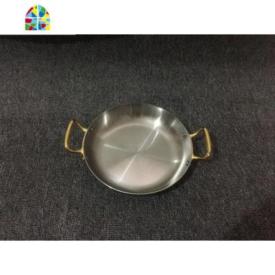 海鲜饭锅经典金色双耳平底锅加厚爵士不锈钢韩式炸鸡盘煎锅 FENGHOU 外径36*5cm