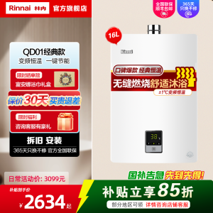 Rinnai/林内 燃气热水器家用强排式变频恒温天然气16升16QD01防风防冻C01/D01