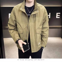 夹克男士新款春秋款上衣服潮流宽松立领工装外套春装时尚青年