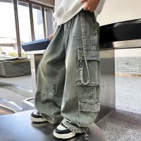 男童秋装裤子炸街儿童秋季牛仔裤新款中大童装春秋款工装裤潮