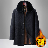 男士大衣爸爸冬装外套加绒加厚保暖棉服中老年棉衣男爷爷棉袄外套