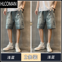 HLCOMAN日系工装牛仔短裤男夏季ins潮牌宽松直筒大码cityboy休闲五分中裤