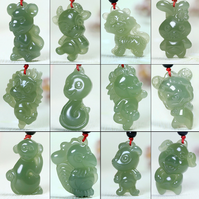 梦玉盈和田玉十二生肖吊坠卡通青玉吊坠