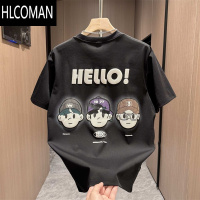 HLCOMAN2025夏季新款潮流时尚百搭休闲男士半袖宽松韩版圆领印花短袖T恤