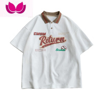 七斓撞色翻领古着polo衫男生短袖夏季ins潮牌港风宽松潮流百搭半袖t恤