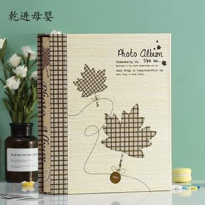 儿童节礼物新品直营-宝宝成长纪念册5寸6寸7寸200张相册本插页式家庭大容量影集记录册盒装款-枫叶6寸