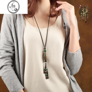 JiMi复古毛衣链长款简约百搭配饰民族风项链吊坠挂饰挂件大气装饰品女 链周长86cm长短可调节