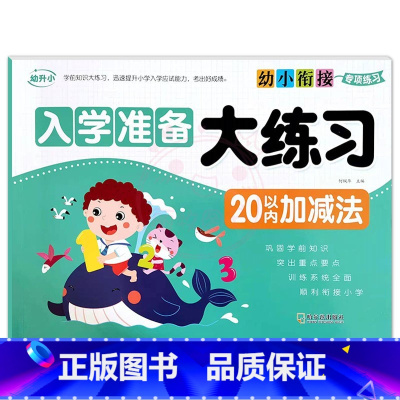 20以内加减法 [正版]幼小衔接专项练习 入学准备大练习 拼音语言数学全一册10/20/50/100以内加减法幼升小学前