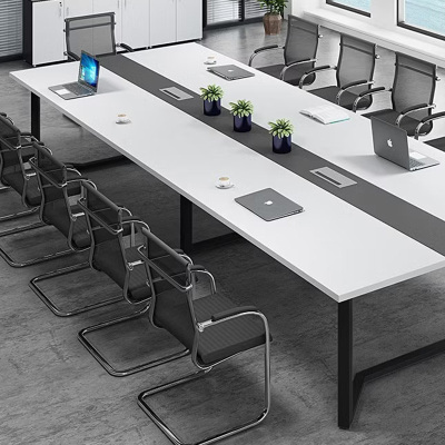 绵冠 办公桌会议桌现代简约办公室家具长条桌椅组合 一桌八椅