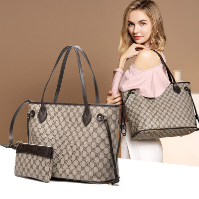 思米妮卡(SMINICA)女士单肩包2020新款韩版百搭复古大容量单肩托特大包简约印花子母包手提包