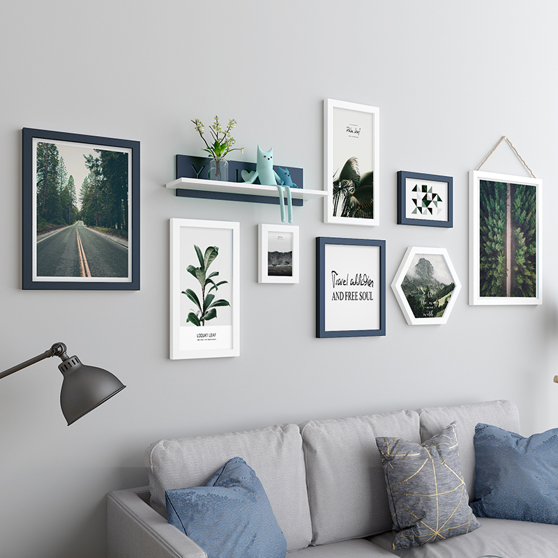 现代简约沙发背景墙法耐画餐厅卧室床头相框画框 碧洲 黑白常规款