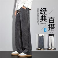 秋冬季新款休闲裤男士时尚潮流松紧腰直筒宽松青少年百搭阔腿长裤