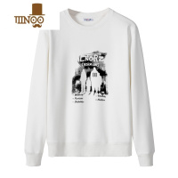 YANXU加绒圆领卫衣男港风潮流长袖印花宽松上衣百搭学生潮牌外套