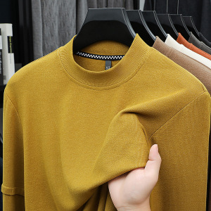 半高领打底衫长袖T恤男士春秋季新款时尚休闲年轻男士宽松T恤衫