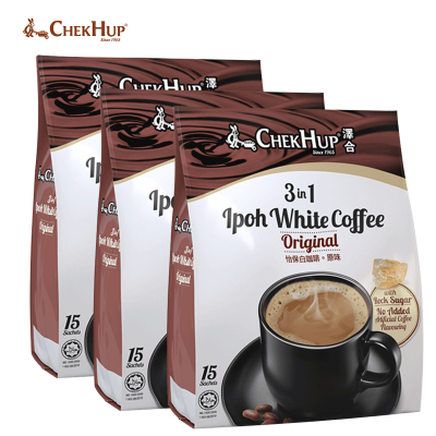 原装马来西亚进口泽合怡保原味三合一速溶白咖啡粉600g*3袋装