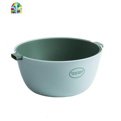 双层家用客厅水果盘厨房创意塑料洗菜盆淘菜筐洗菜器收纳篮 FENGHOU 小号浅蓝色洗菜篮洗菜篮