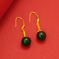 越南沙金新款2023耳环金镶玉髓耳坠葫芦复古镀24k金久不掉色首饰送女朋友老婆情人节七夕生日礼物