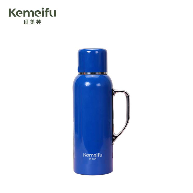 珂美芙 304不锈钢带提手显温保温杯 蓝色850ml 个