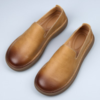 2025春季新款男鞋透气一脚蹬懒人休闲皮鞋男士复古潮流百搭乐福鞋