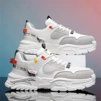 2026春季新款时尚休闲鞋皮革舒适防滑百搭低帮系带跑步鞋青年男鞋