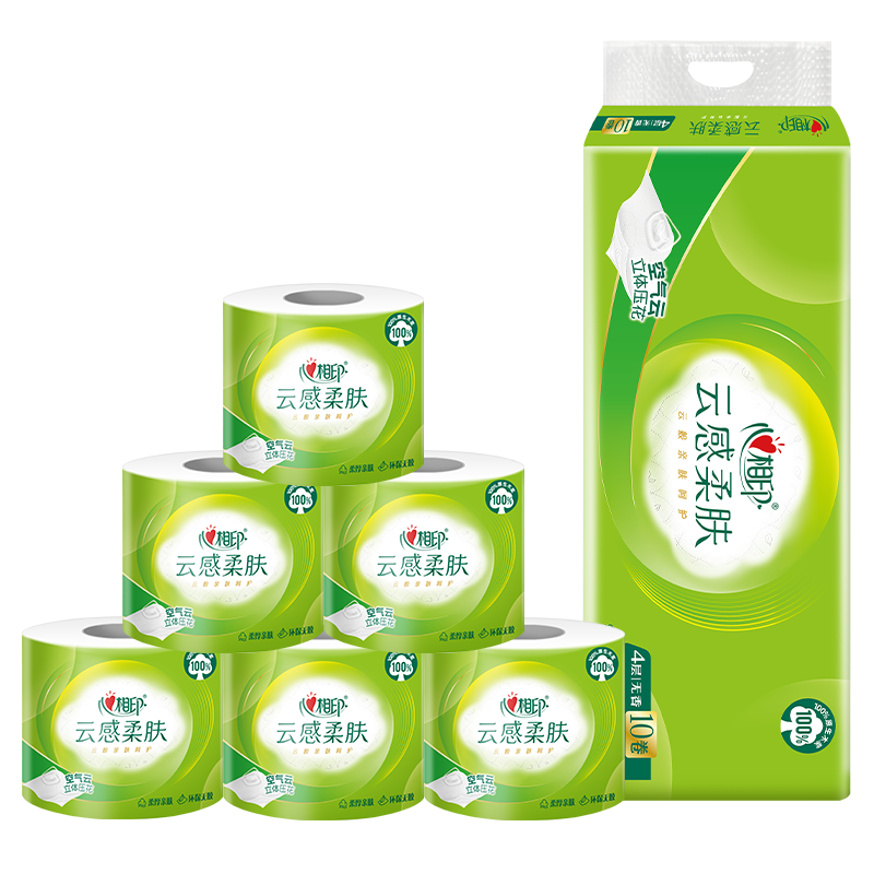 心相印BT5410(提装)云感系列150克10粒装四层立体压花卷筒卫生纸