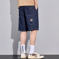 夏季新款宽松牛仔短裤男百搭松紧腰潮流休闲工装运动五分裤男生