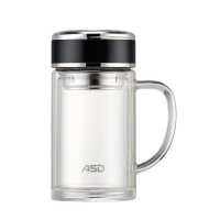 爱仕达(ASD)玻璃杯雪晶茗系列泡茶杯双层防烫耐热防爆男士女士 RWB35B2J[办公杯] 350ml