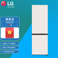 LG M342BE17 344L玉石白玻璃门 可替换门板 嵌入式 Smart智能变频 风冷无霜 独立保鲜 双门冰箱