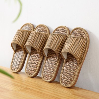 家用夏季草编亚麻藤草男女室内凉拖鞋清凉藤草席家居防滑地板拖鞋3759Z