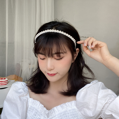 网红同款超仙珍珠水钻发箍细头箍名媛风复洛滑古气质发卡发饰少女超仙珍珠细发箍