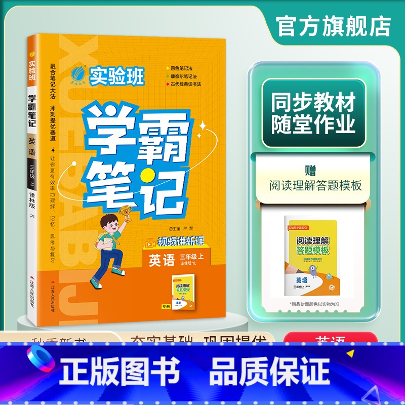 英语 三年级上 [正版]2024年秋 小学实验班学霸笔记三年级英语上册译林版 3年级上册YL版笔记重难点方法规律思维模型