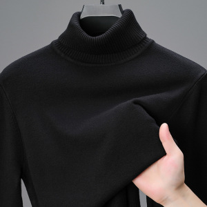 男装高领毛衣男纯色净版长袖加厚500g大码男士针织衫_15128