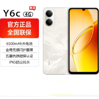 vivo Y6c 流云白 4+128GB 双卡全网4G 八核芯 6500mAh长续航大电池 120Hz 15W智能手机