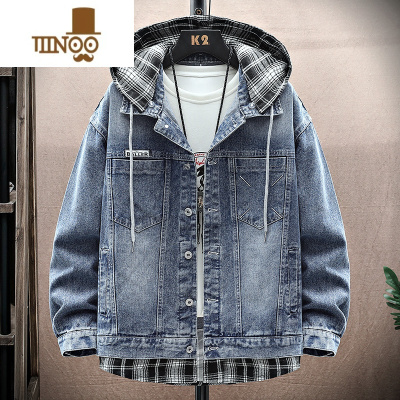 YANXU青少年牛仔外套男士潮流假工装夹克潮牌男款秋装上衣服