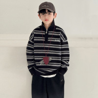 男童秋冬款毛衣加厚新款大童装冬装儿童冬季条纹高领针织衫潮