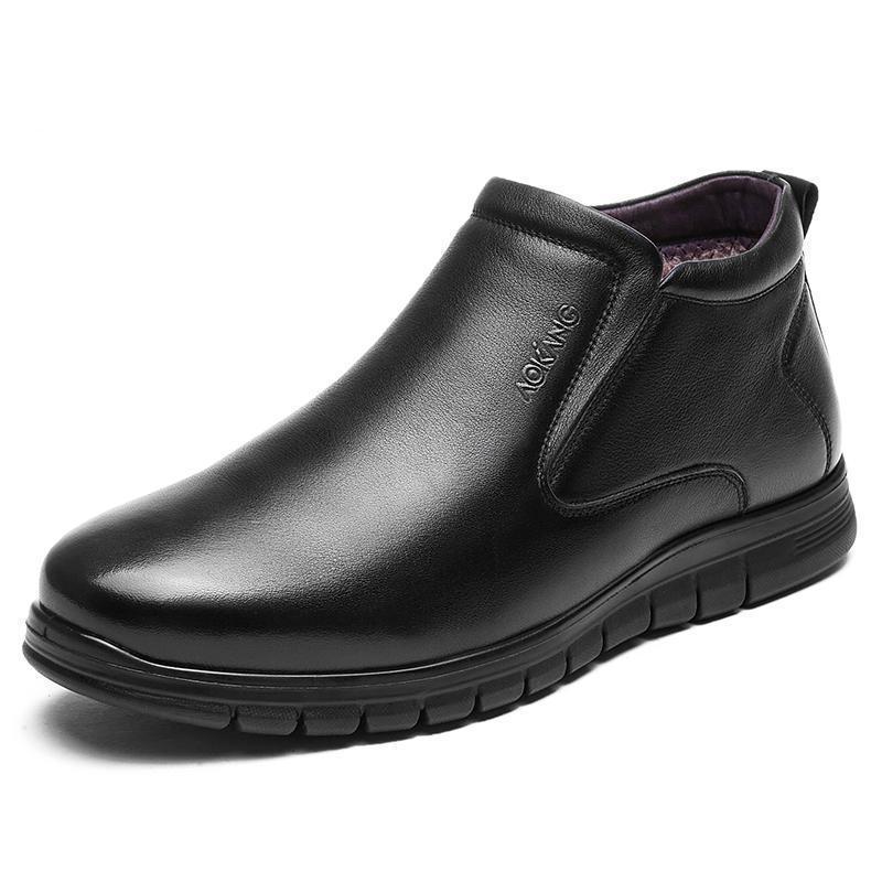 奥康(aokang)棉鞋男冬季高帮鞋商务休闲保暖棉鞋加绒加厚棉皮鞋