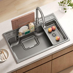 箭牌不锈钢水槽 纳米压纹厨房水槽日式大单槽洗碗槽