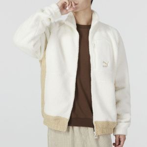 彪马(PUMA)男装新款保暖舒适休闲仿羊羔绒运动夹克立领外套539914-93 ZP