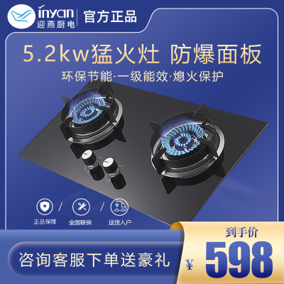 迎燕inyan一级能效双炉头大火力天燃气灶聚火热电偶熄火保护铸铁火盖高效节能燃烧