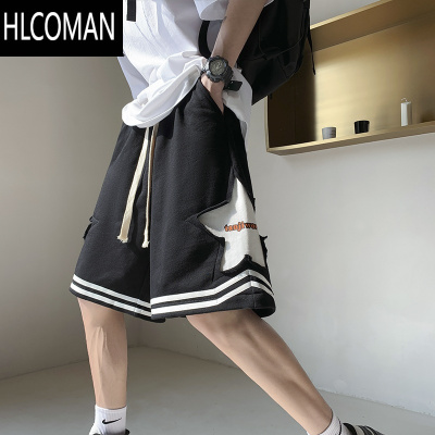 HLCOMAN美式高街五分短裤男款夏季潮牌设计感小众痞帅篮球运动宽松马裤子