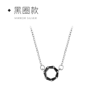 925项链轻奢小众感纯银锁骨链圆圈几何黑环2025年新款潮女送女朋友老婆情人节七夕生日礼物