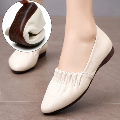 Ideamini新款韩版中年妈妈鞋皮平底女鞋牛筋软底单鞋女休闲百搭女式皮鞋