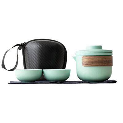 卫未来 便携茶具陶瓷杯 果绿(一壶二杯) 套