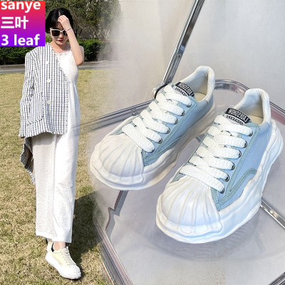 厂家直發-帆布鞋女2021夏季新款百搭透气小白鞋韩版溶解鞋贝壳头厚底大头鞋迈诗蒙