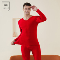 本命年大红色结婚保暖内衣男女士套装加厚无痕磨毛秋衣秋裤冬_920